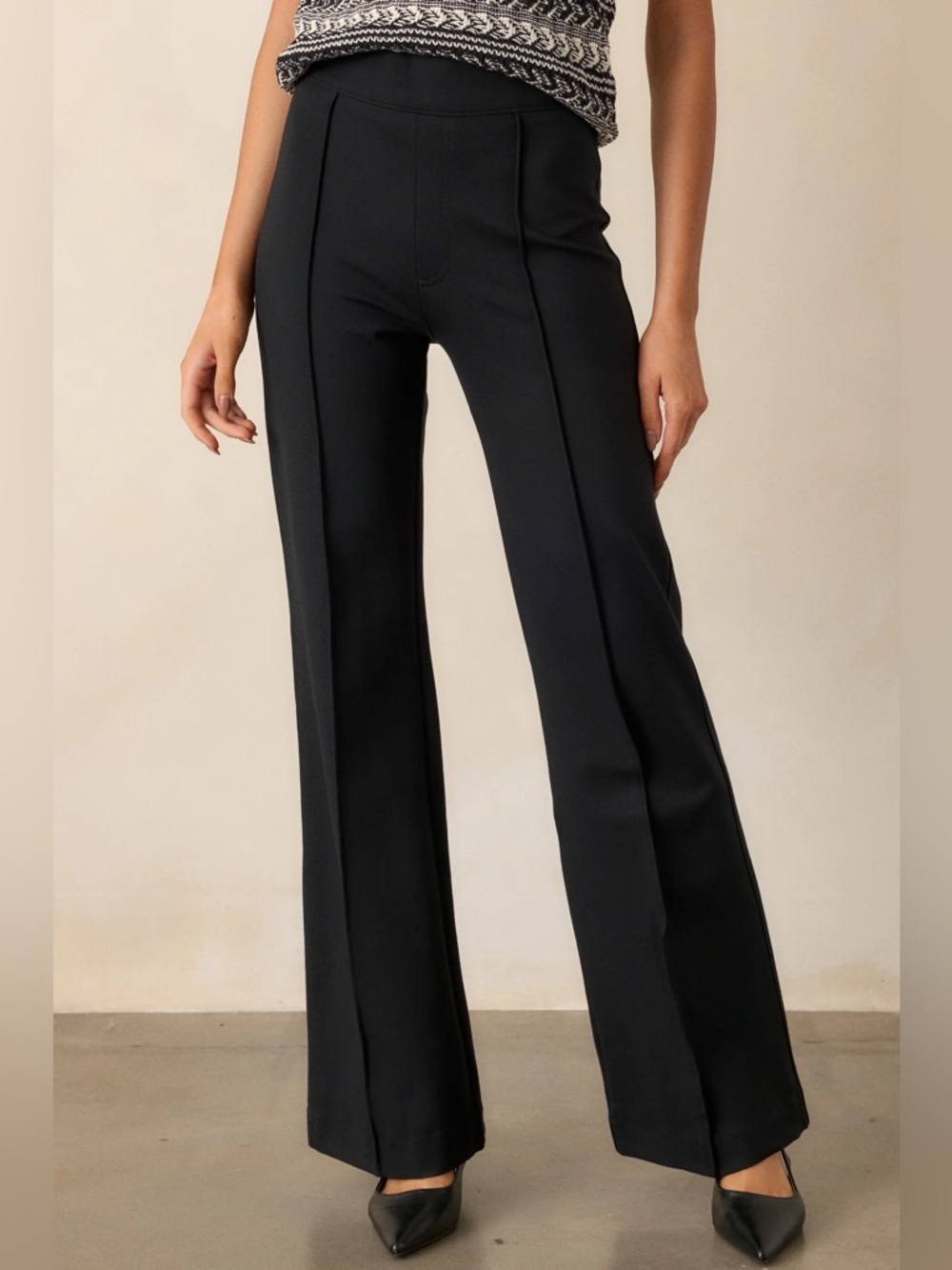 SPANX The Perfect Ponte Flare Pant High Rise Pintuck Classic Black 1X TALL